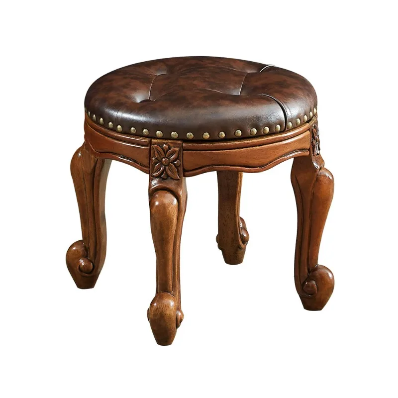 

Американский круглый табурет из массива дерева, короткий табурет для прихожей, табурет для переобувания, резной табурет-подставка для ног, для дома