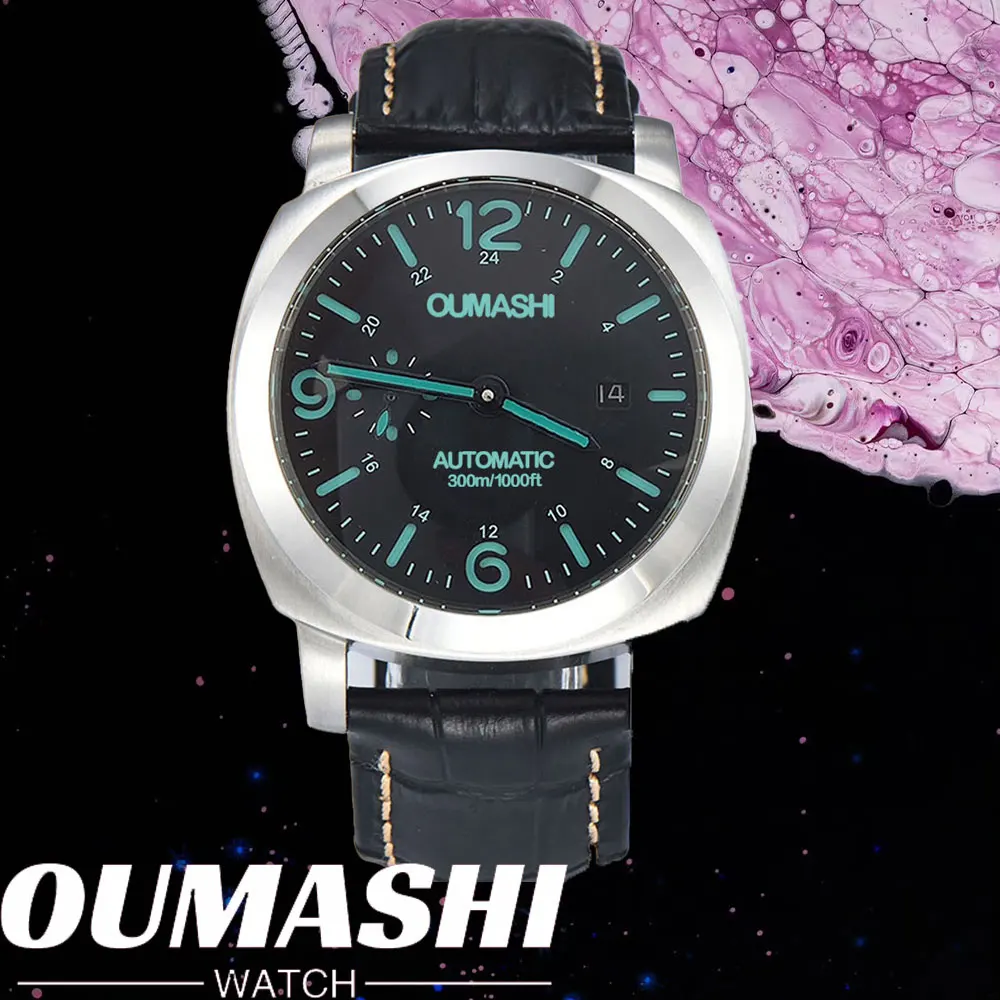 45mm Men's watch ST2555 Movement Watch Stainless Steel case Men's AutomaticMechanical Watch C3 Luminous dial leather bracelet