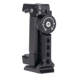 Smartphone Tripod Mount Adapter Phone Clip Holder 360 Rotation Mobile Clamp with Cold Shoe Mount for Arca-Type Plate Mic Light