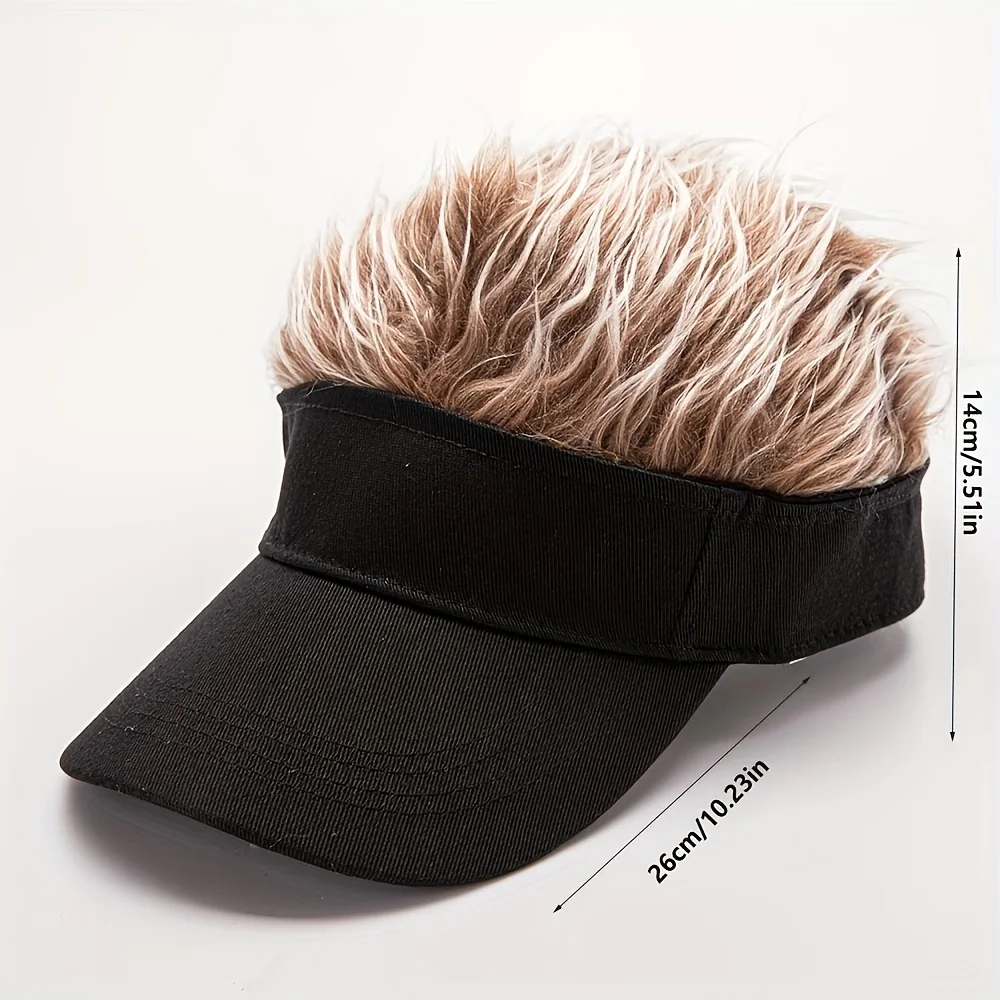 Men Women Funny Wig Visor Cap, Fake Spiky Hair Sun Hat for Golf Beach Party Prank Costume