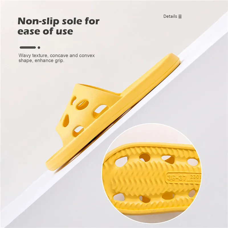 Badezimmer Haus Käse Hausschuhe Leichte Wasser Undichte Strand Flip Flop Rutschfeste Pool Schwimmen Aqua Schuhe – Detail 15
