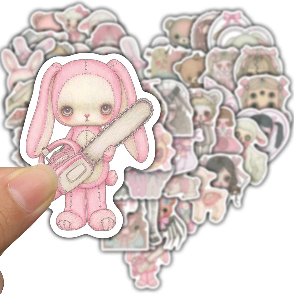 50PCS Pink Creepy Stickers For Notebook Waterproof Bicycle Motorcycle Water  Luggage PVC Classic Decal Laptop Sticker