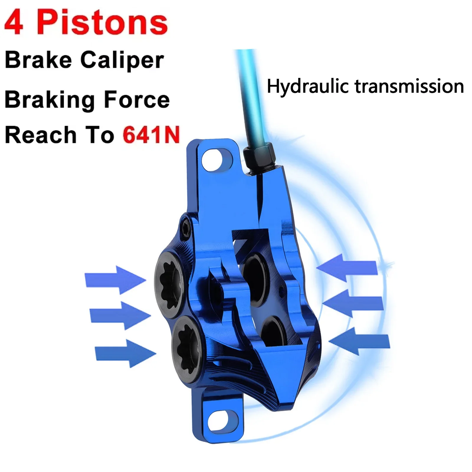 4 Piston Bicycle Mountain Bike Hydraulic Brake 800/1550mm Front Rear Brake Cooling Oil Pressure AM DH E-bike MTB Disc Brake part