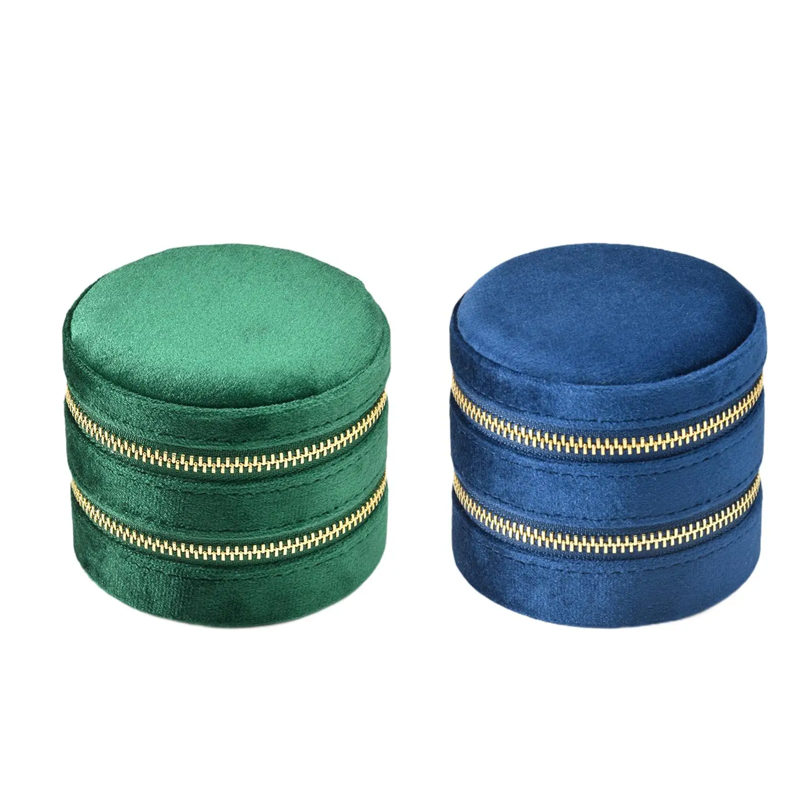 Travel Jewelry Case Velvet Round Shaped Organizer for Ring Jewelry Case for Earrings Christmas Necklaces Travel Bracelets