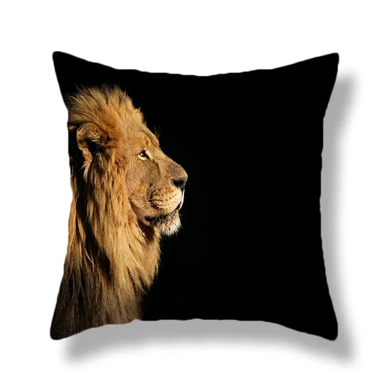 45X45CM Wild Animals Lions Tigers Cushion Cover Pillow Case Decorative      Sofa Chair case