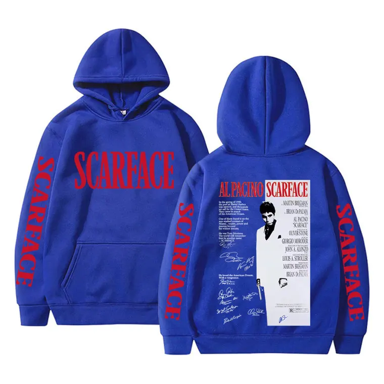 90er Jahre Klassischer Gangster-Film Scarface Merch Hoodie Vintage Tony Montana Al Pacino Sweatshirt Herren Damen Lässiger Oversized Trainingsanzug – Detail 5