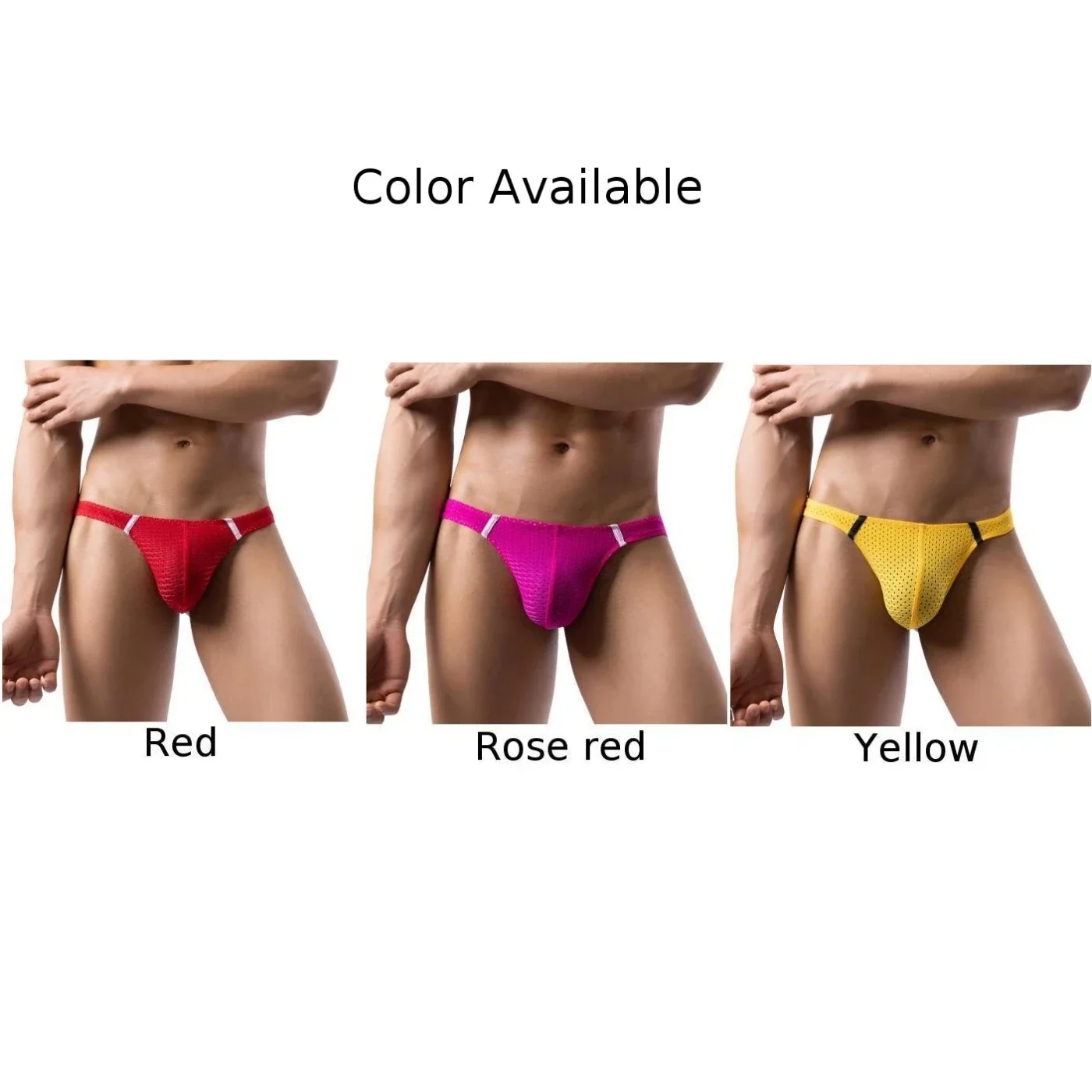 Men Sexy Briefs Low Waist Seamless G-String T-back Thong Thin Mesh Lingerie Casual Swim Bikini Underwear Solid Mini Underpants