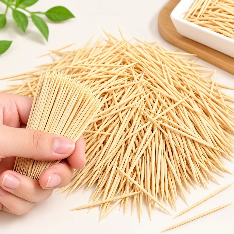 1000Pcs Natural Bamboo Toothpicks Double Pointed Disposable Wooden Picks for Home Kitchen Travel Oral Care Cleaning Daily Use