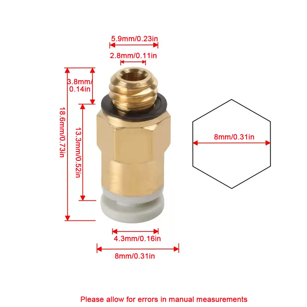 M6 Pneumatic Quick Connector KJH04-M6 Mini Brass Pneumatic Connector Quick Joint for 3D Printer Parts Small Pneumatic Connector