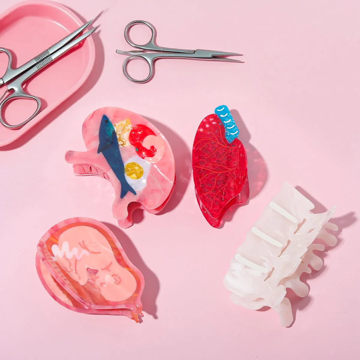 

1 piece personalised novelty medical nurse tummy stomach lungs uterus bones hair claw clip