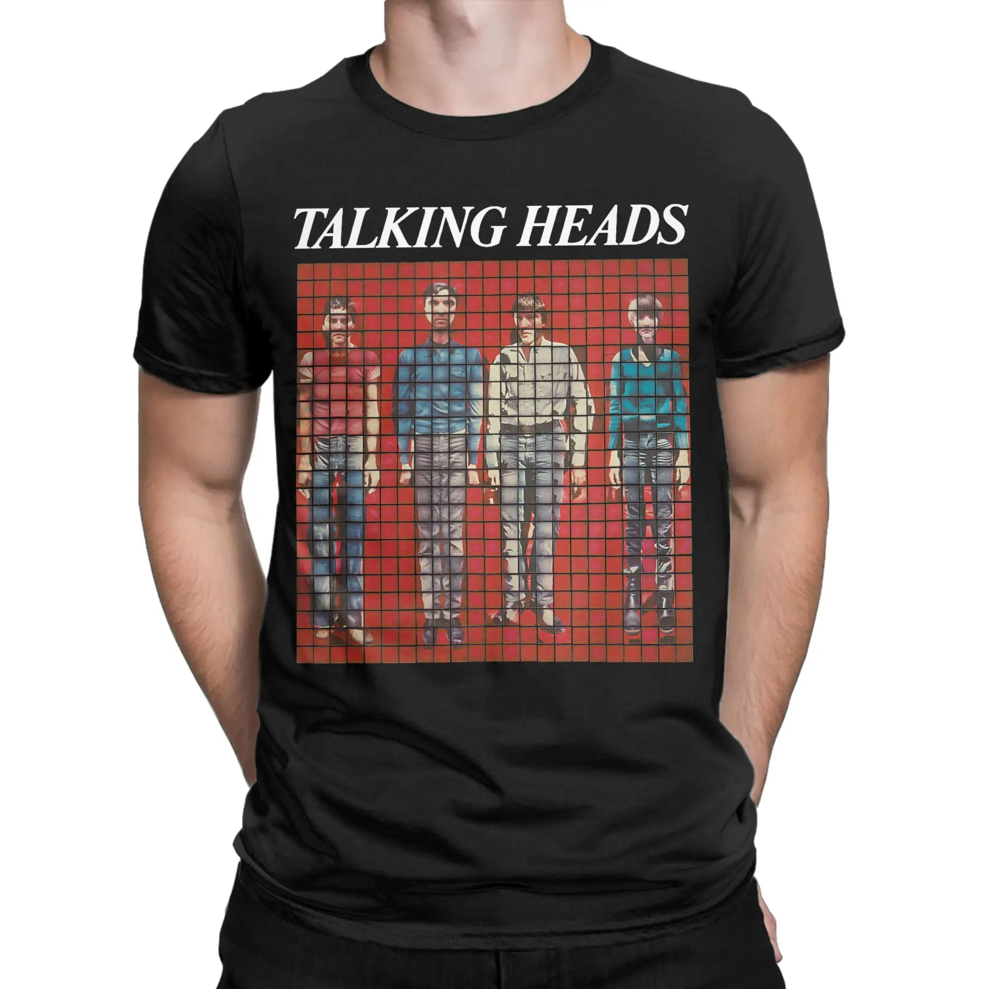 Funny Talking Heads Pixel T-Shirt for Men Round Neck Cotton T Shirt  Short Sleeve Tees Printed Clothing