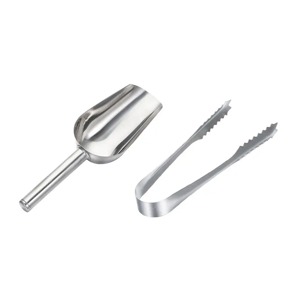 Multi-function 8-inch Stainless Steel Ice Shovel And 6-inch Ice Clip Party Candy Cake Clip Ice Flour Grain Tea Coffee Food Tools
