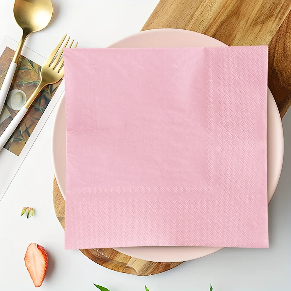 20pcs/lot Red Napkin Soft Fragrance Free Party Table Napkins Paper Cafe Mouth Cloth Hotel Dining Tray Tissues Wholesale