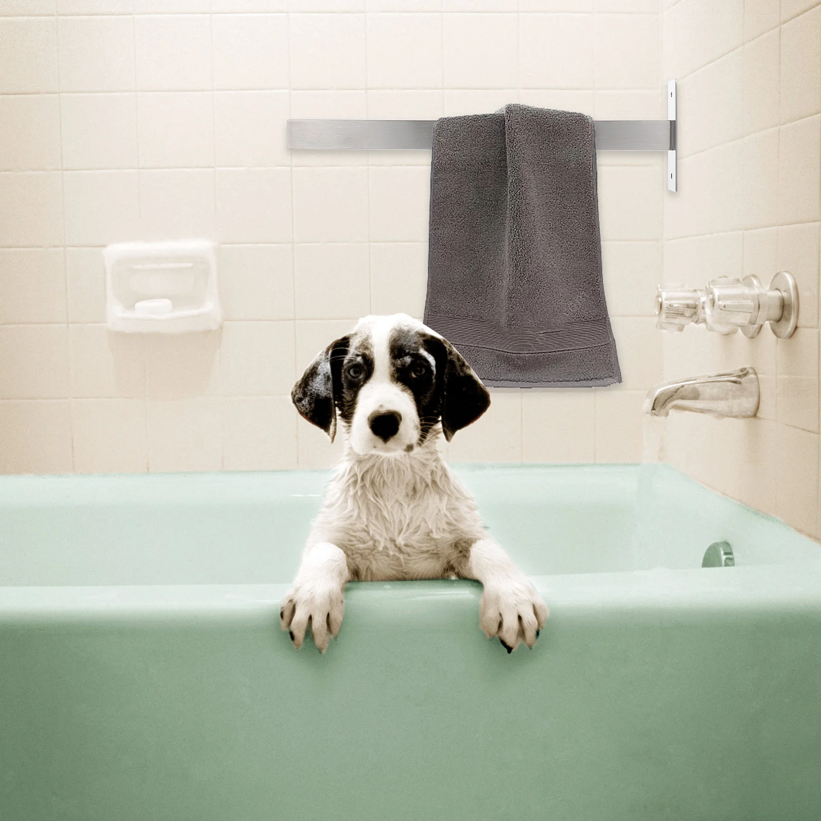 

1Set Wall-Mounted Stainless Steel Towel Rack Bathroom Storage Shelf No Punching Design Smooth Edge Easy Installation