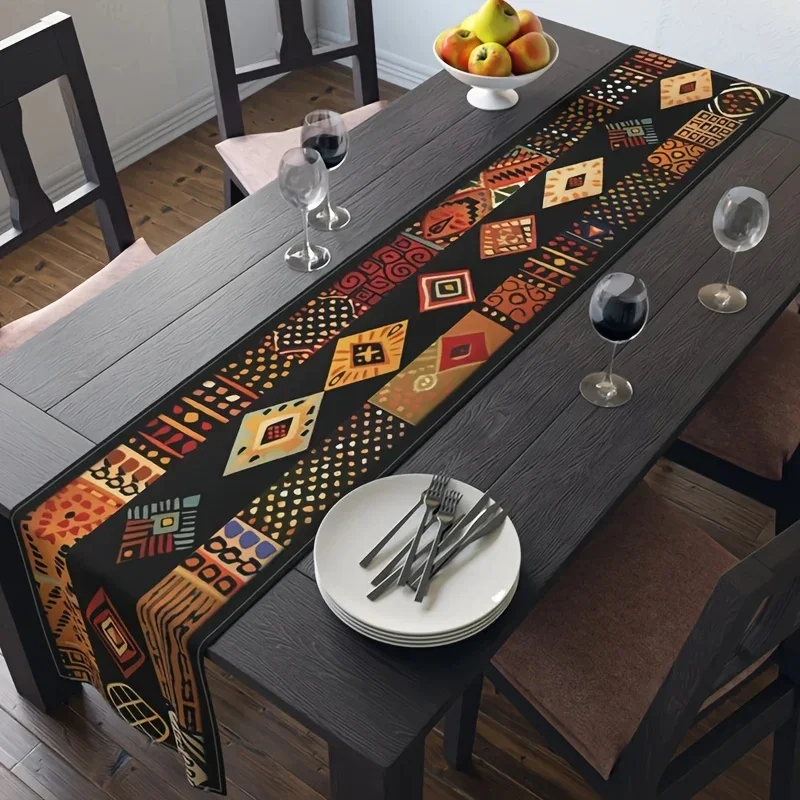VIKAMA African Tribal Pattern Table Runner Traditional Home Decoration Housewarming Table Decoration Outdoor Picnic Decoration