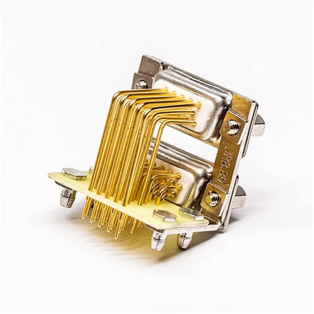 D-SUB Connector 15 Pin Male 90 Degree Right Angle Stacked PCB Mount Receptacle Socket White for RS232 VGA Monitor