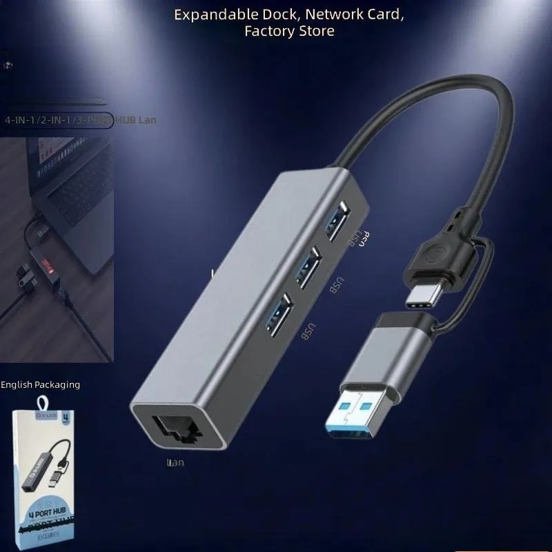 for Computer Type C USB Expander Multi Transfer Accessories Desktop Gigabit Network Interface Card Hub