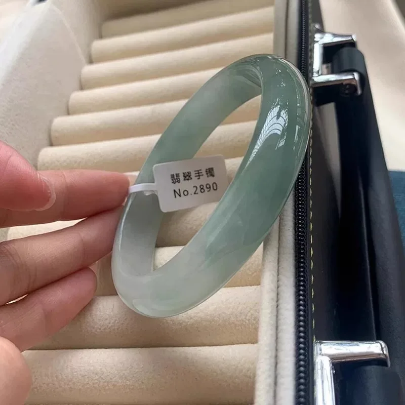 Myanmar jadeite bracelet  and translucent with green patterns