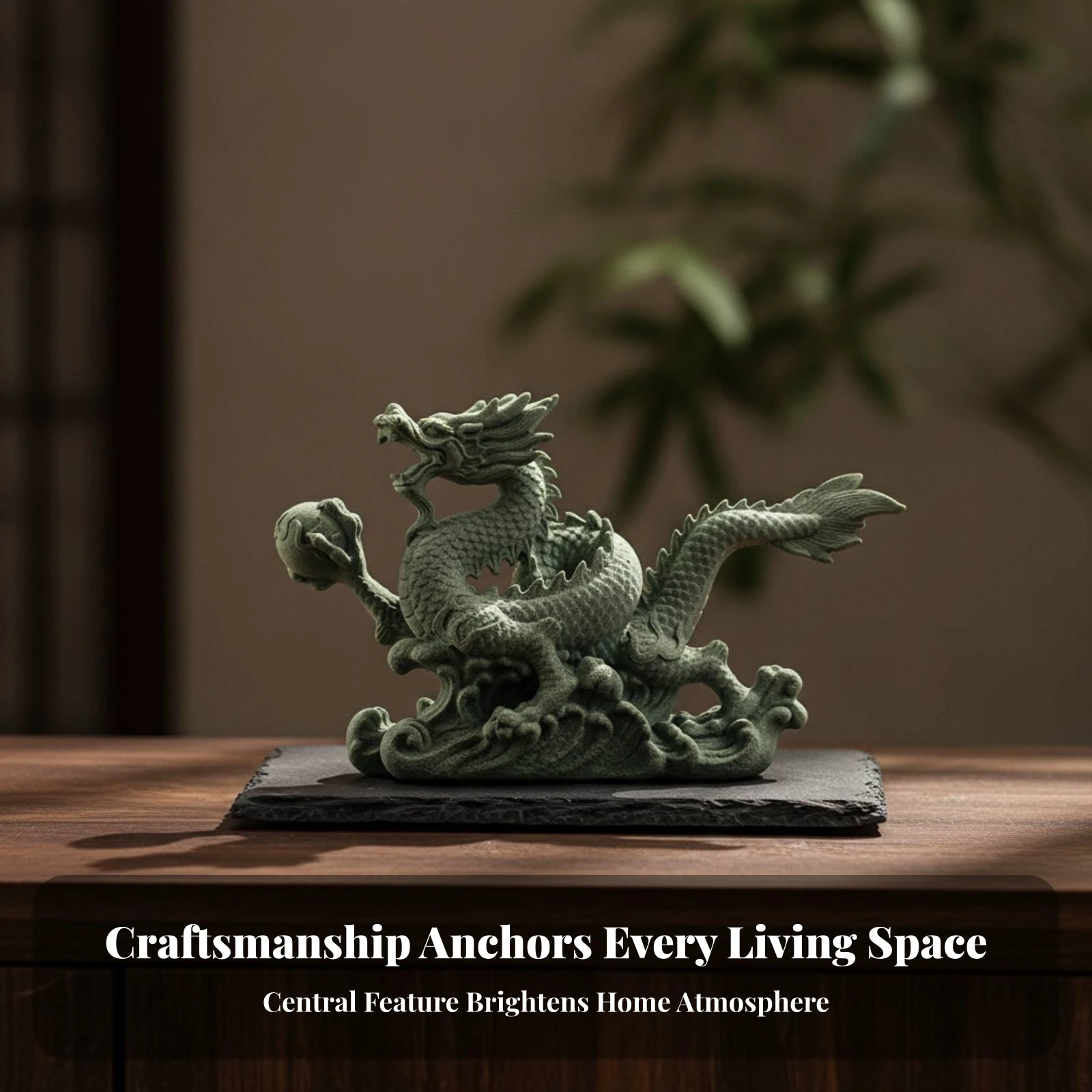 Stone-Look Dragon Ornament Detailed Textured Skin Chinese Dragon Ornament Aquatic Tank Decor Raised Head Curved Body