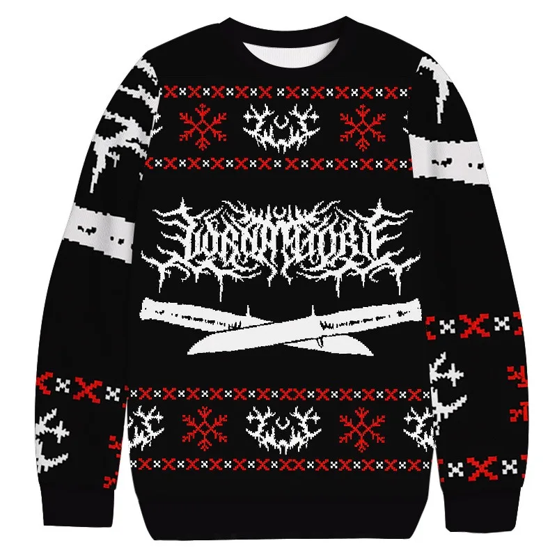 

Негастый свитшот большого размера со скелетом и рождественским принтом, праздничная осень 2026, новые шикарные пуловеры с длинными рукавами и круглым вырезом для спортивных фестивалей