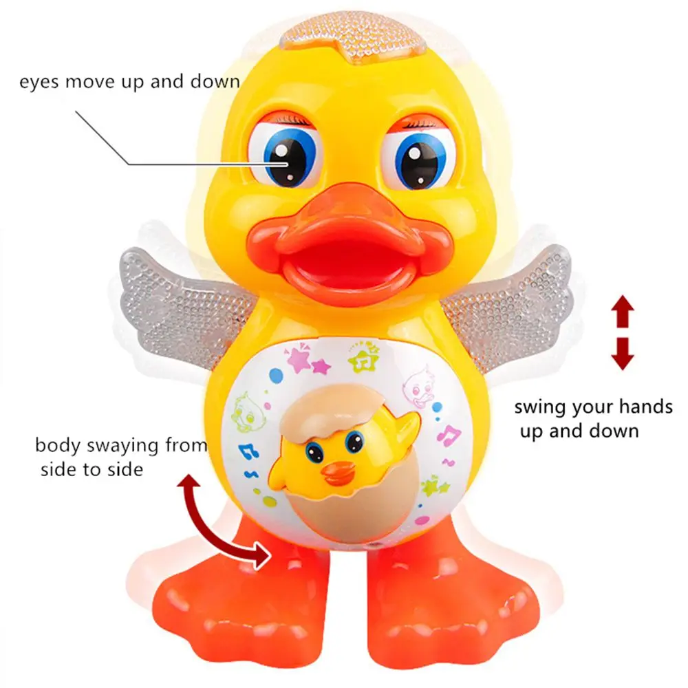 Early Learning Boxed Interactive Kids Toys Educational Gifts Dancing Duck Toys Musical Lighting Doll