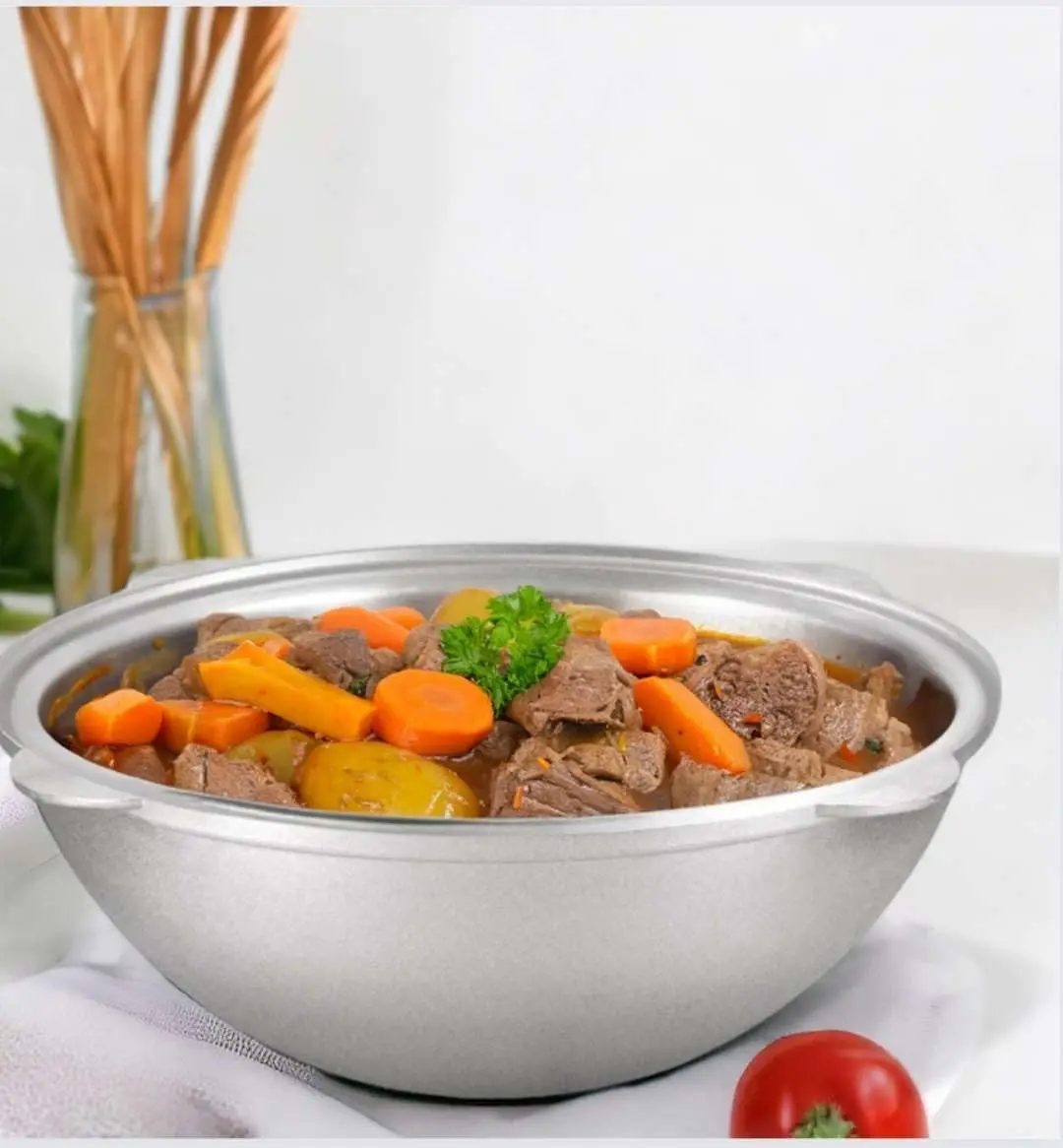 Литой алюминиевый азиатский котел с крышкой Алюминиевый казан, голландская кастрюля для духовки, походная посуда, кухонная кастрюля, сейф для духовки, серый ((15