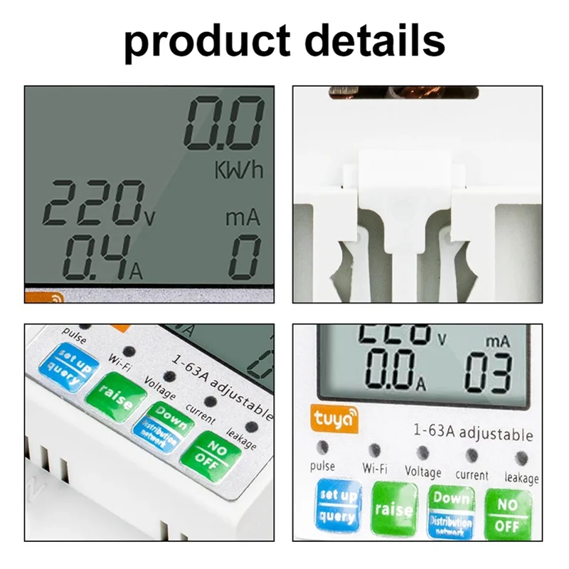 New!Tuya Wifi 1-63A Intelligent Automatic Reclosing Protector Current Voltage Monitoring Meterdisplay Switch Power Meter Easy To