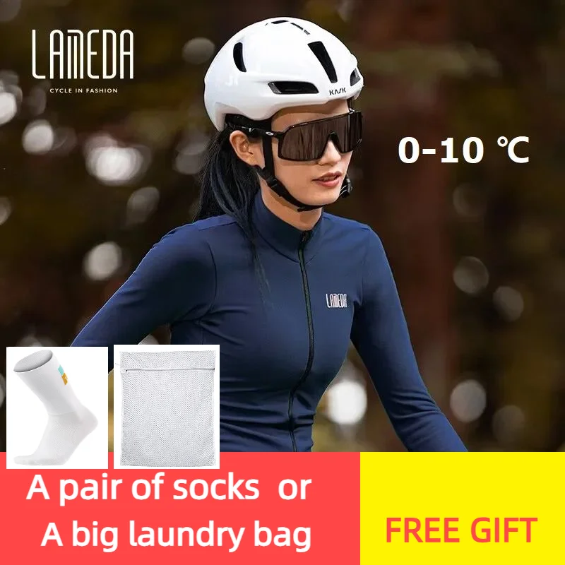 Lameda Women Winter 0-10 ℃ Cycling Jersey  Windproof Warm Fleece Cycling Jacket with Pocket Cycling Tops