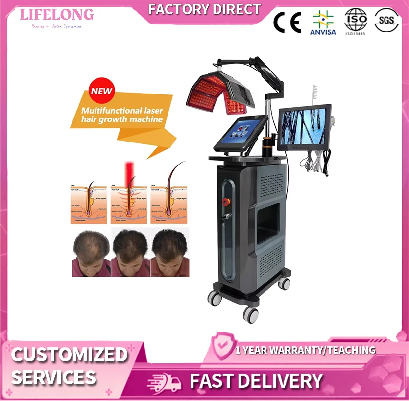 

CE Approved Red Light Laser Hair Growth System with Scalp Analyzer Hair Loss Treatment Anti-hair Removal lasar Machine
