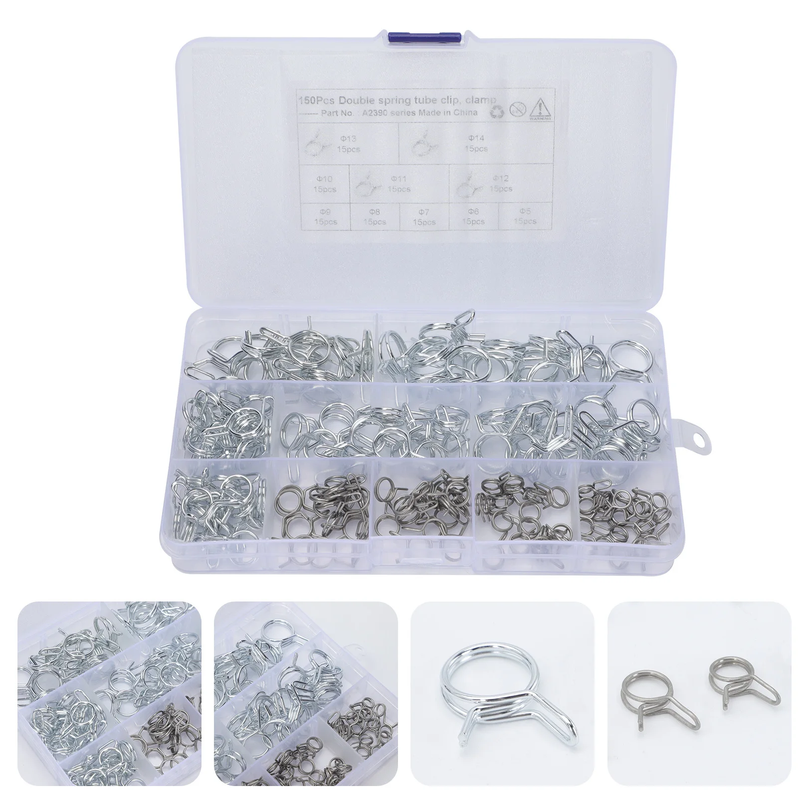 

150pcs Double Wire Clamp For Hose Fuel Line Industrial Automotive Marine Use Flexible Durable Clamp