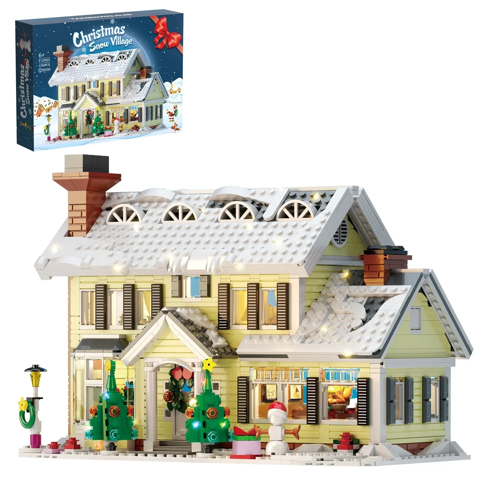 MOC Christmas Resort Snow House con modello leggero inverno natale Snow Village Building Blocks Set fai da te bambini Puzzle giocattoli regalo