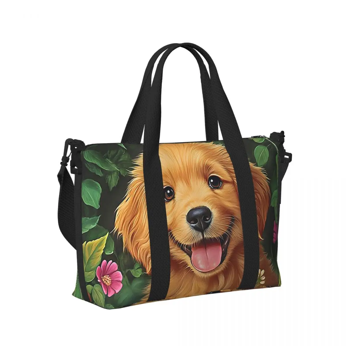 

Golden Retriever Beach Travel Bag Large Capacity Tote Bags for Gym Yoga Women Shopping Duffle Shoulder Bag