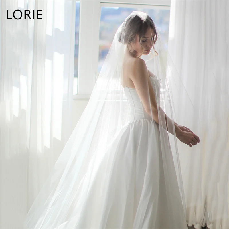

LORIE Customized Satin A-Line Wedding Dress Strapless Exquisite Draped Bridal Gown for Wedding Party Floor-Length Bride Gowns