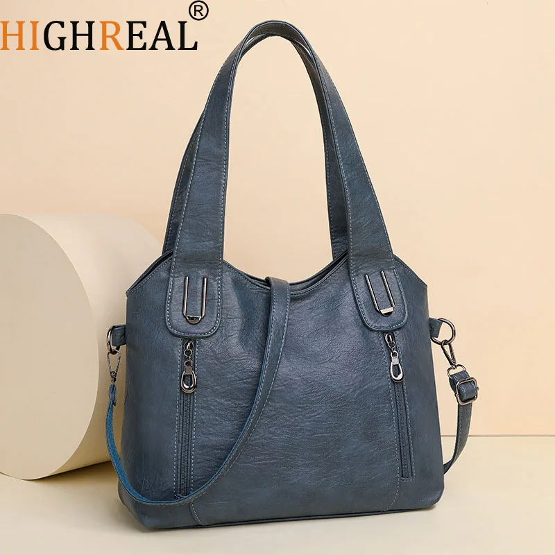 

Solid Color Fashion Women Handbags Soft Leather Tote Bag Casual Big Crossbody Bags for Women New Shoulder Messenger Bags
