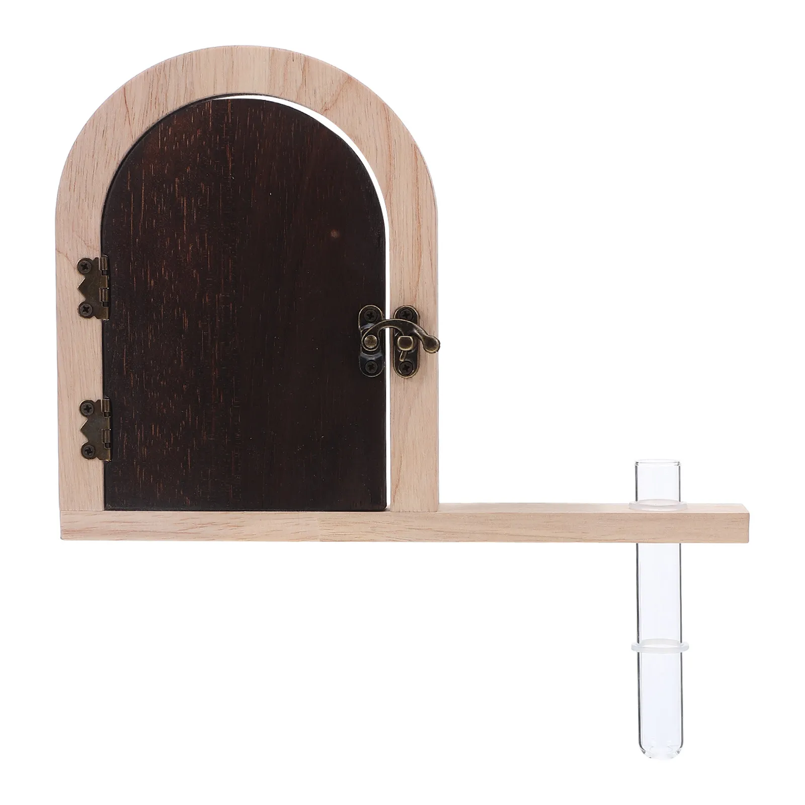 Wooden Fairy Door Outlet Cover Plate with Hydroponic Test Tube Vase Decorative Proof Pet Safety Socket Guard for