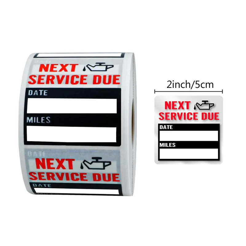 200Pcs Black Car Oil Change Reminder Service Sticker Maintenance Service Expires Reminder 2*2in Label Sticker Window Windshield