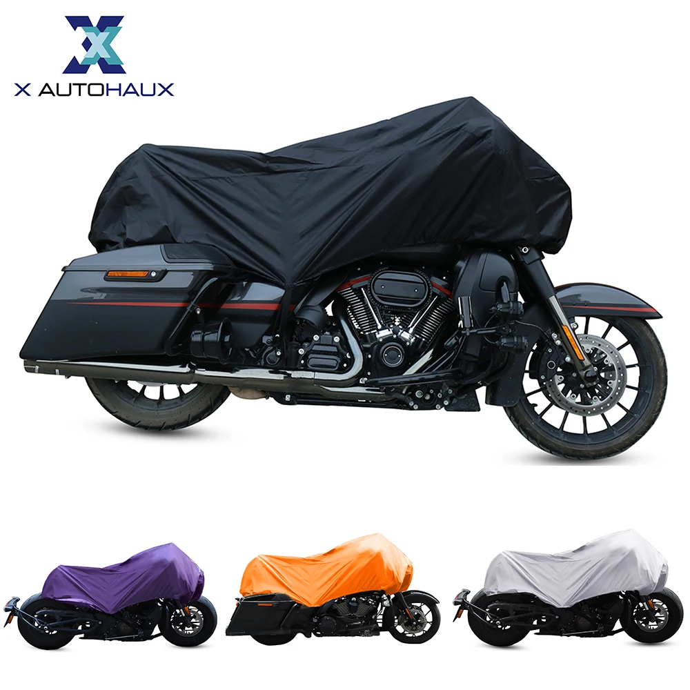 X Autohaux 210T Half Motorcycle Cover Travel Waterproof Outdoor Dustproof Rain Dust Anti UV Motor Scooter Protector Cover M L XL 