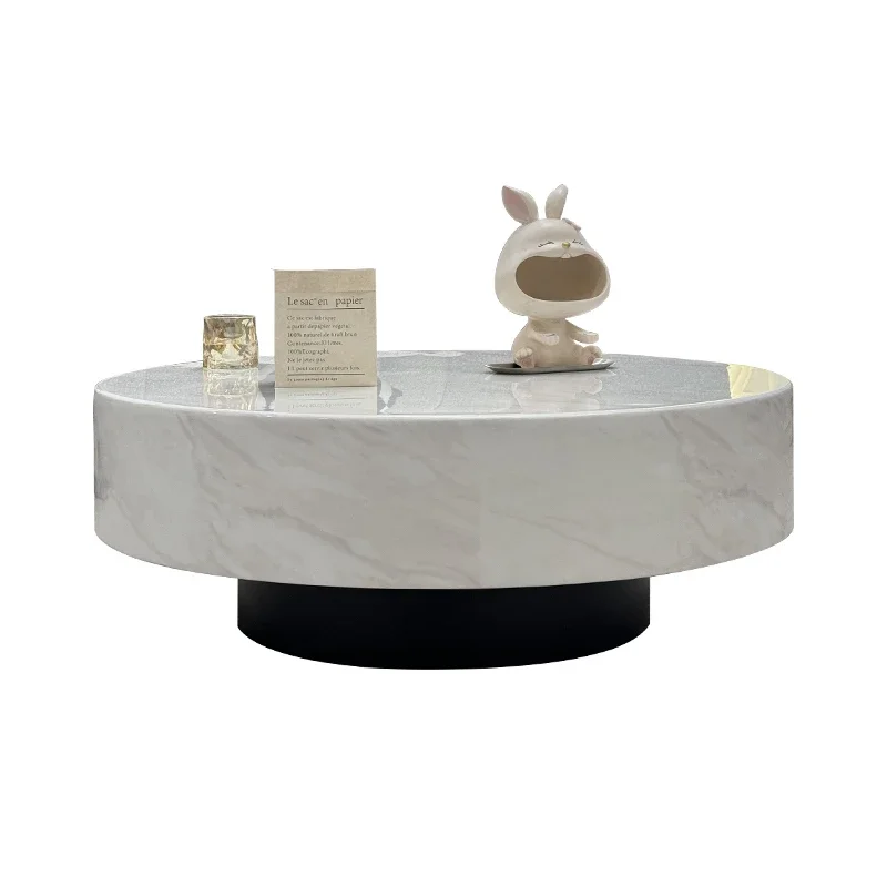 كريم نمط النمط الإيطالي ضوء طاولة شاي فاخرة غرفة المعيشة الحديثة المنزل بسيط طاولة شاي مستديرة من الرخام #6