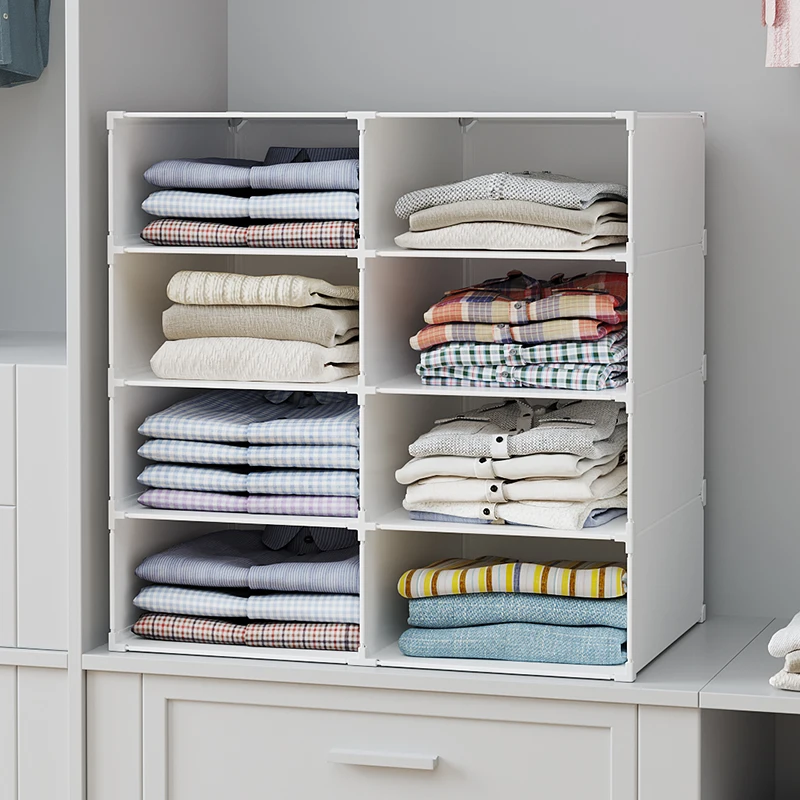 Transparent Durable Multi-layer Clothes Organizer Closet Divider Shelf Bedside Storage Rack Simple Design Plastic Material