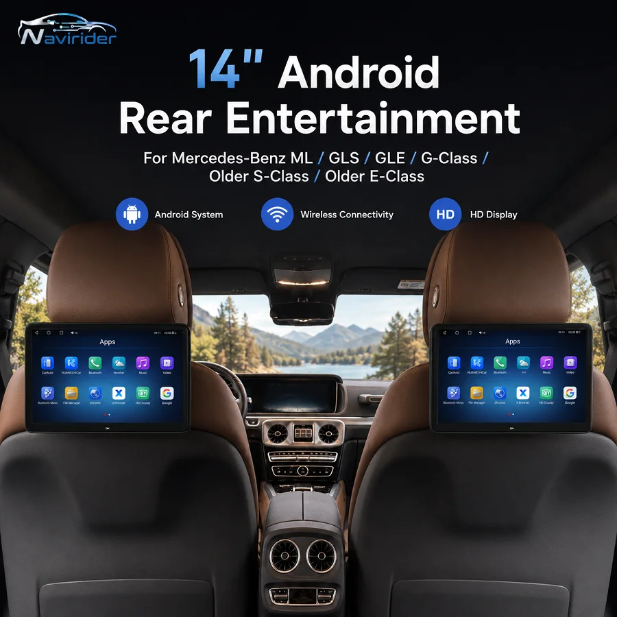N Android Screen Headrest Car TV Rear Seat Entertainment Monitor For Mercedes-Benz ML GLS GLE G Class Old S Class Old E Class
