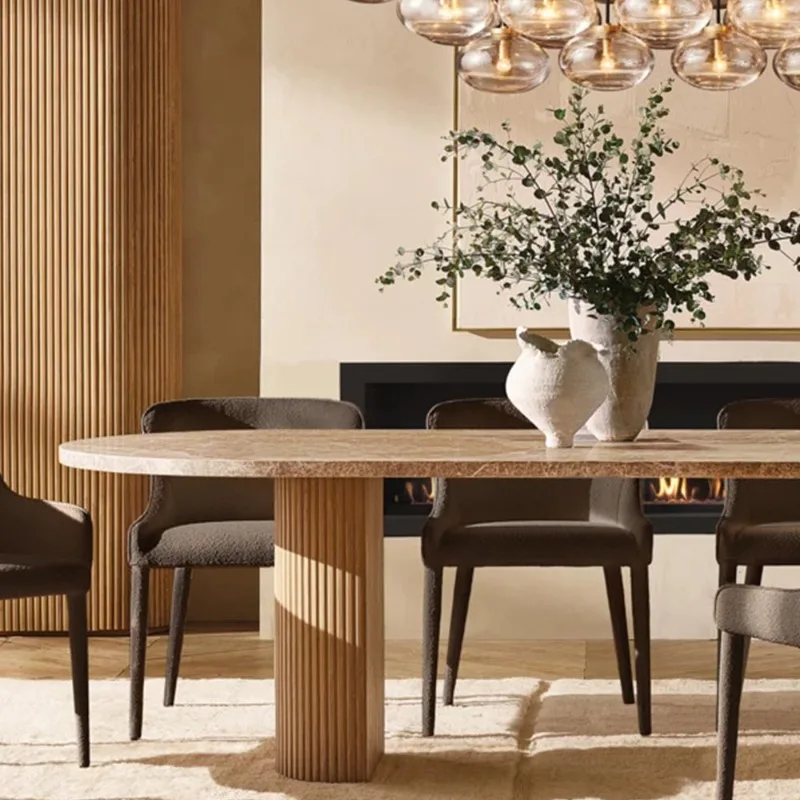 

Modern simple dining table marble dining table villa tea table