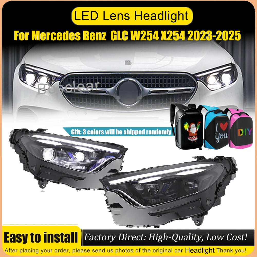 

Автомобильные фары для Mercedes Benz GLC W254 2023-2025, обновление, модифицированные новые DRL, динамические указатели поворота, светодиодные фары, автоаксессуары