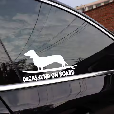 LYKX Funny Dachshund on Board Dog Decor Car Sticker Automobiles Motorcycles Exterior Accessories Vinyl Decals