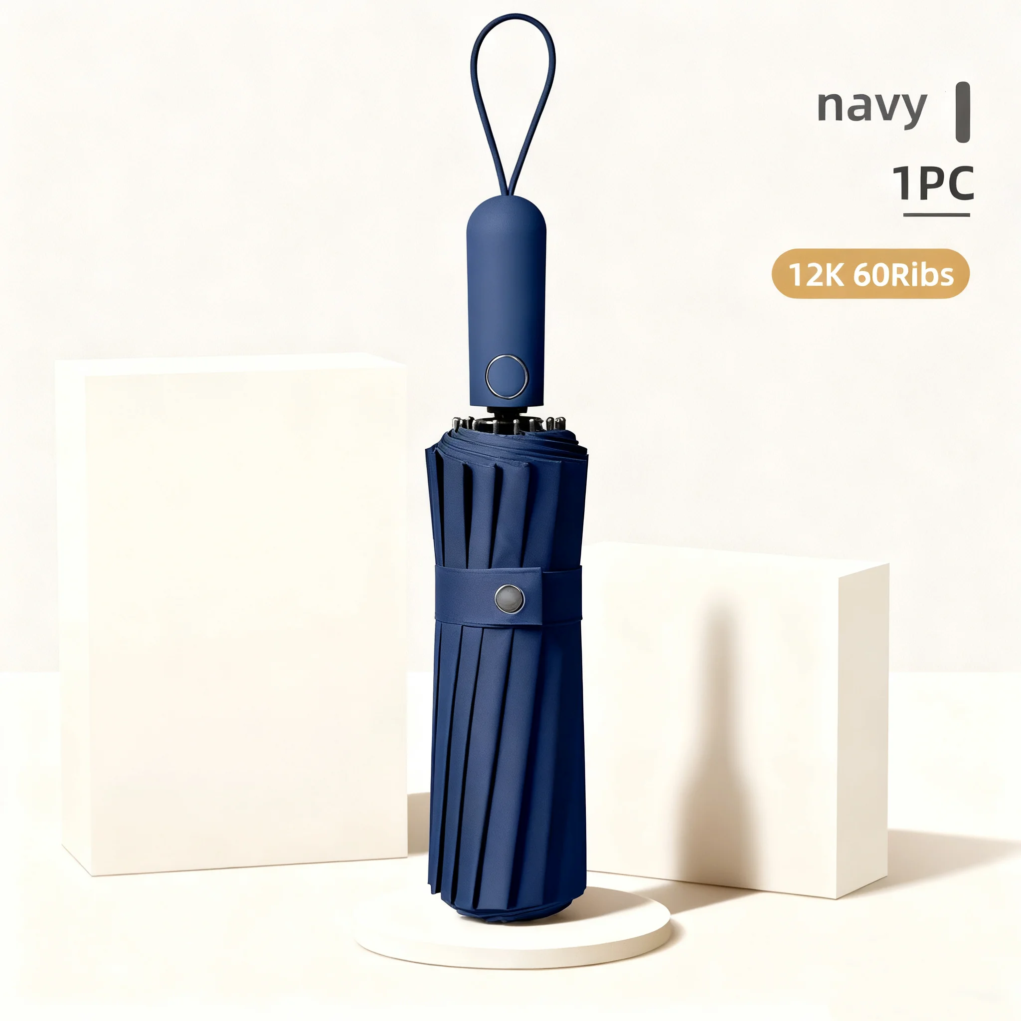 شعبية جديدة 12K 60 الأضلاع قابلة للطي قوية مقاومة للرياح حماية من الأشعة فوق البنفسجية التلقائي ثلاثة مظلة قابلة للطي ، 1 قطعة