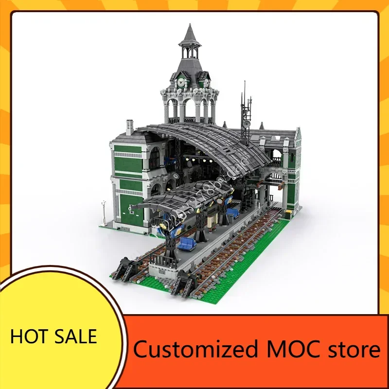 12597PCS Stazione ferroviaria Hot MOC streetview Puzzle Creative CityArchitecture Compleanno DIYA Assemblaggio Giocattolo Regalo di Natale per bambini Età