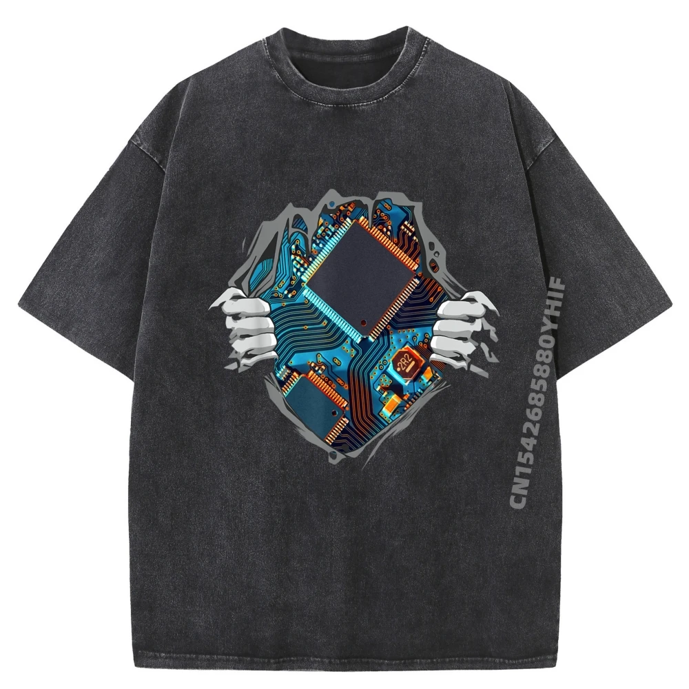 

Последняя женская футболка с графическим рисунком, потертая рубашка в стиле ретро, фурнитура, компьютерный инженер, чип процессора, футболка для материнской платы