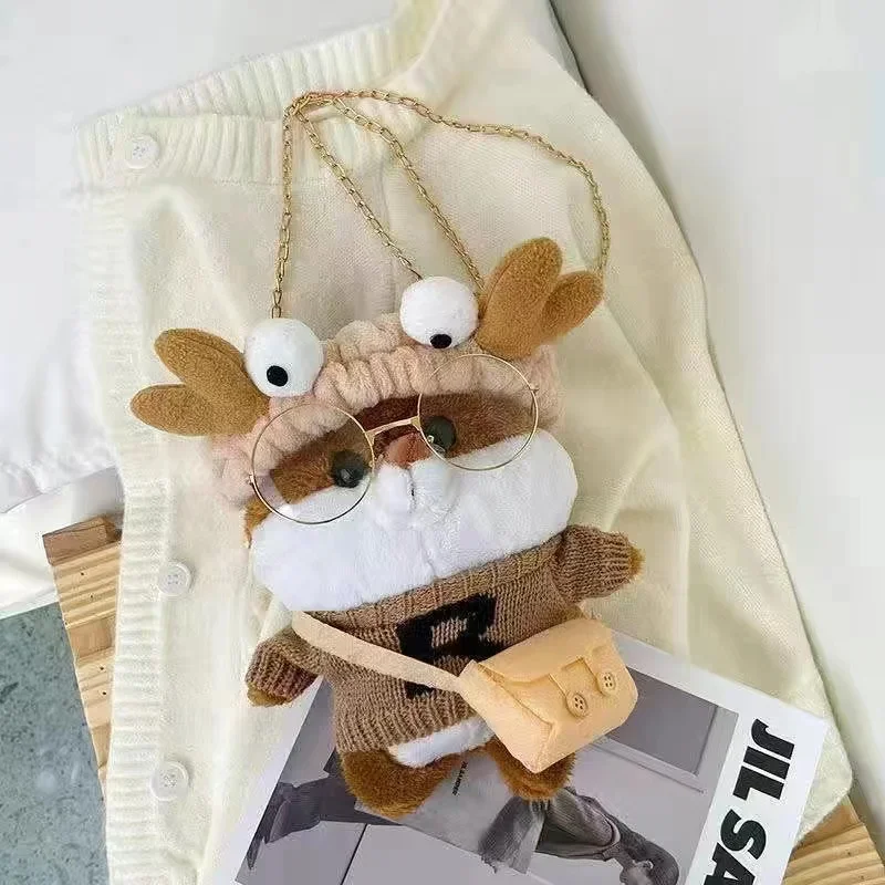 Cartoon Doll Crossbody Bag Women Kawaii Glasses Bear All-Match Soft Mini Chain Bags Cute Plush Messenger Bags Girl Gift