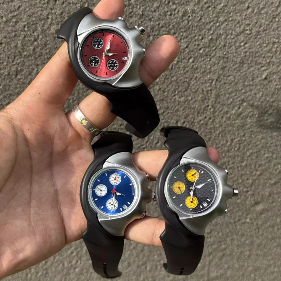 Stylish Men's Quartz Wristwatch Special-shaped Y2K Boys Watch Three-eye Crush European American Design Niche Gift Sports Watch