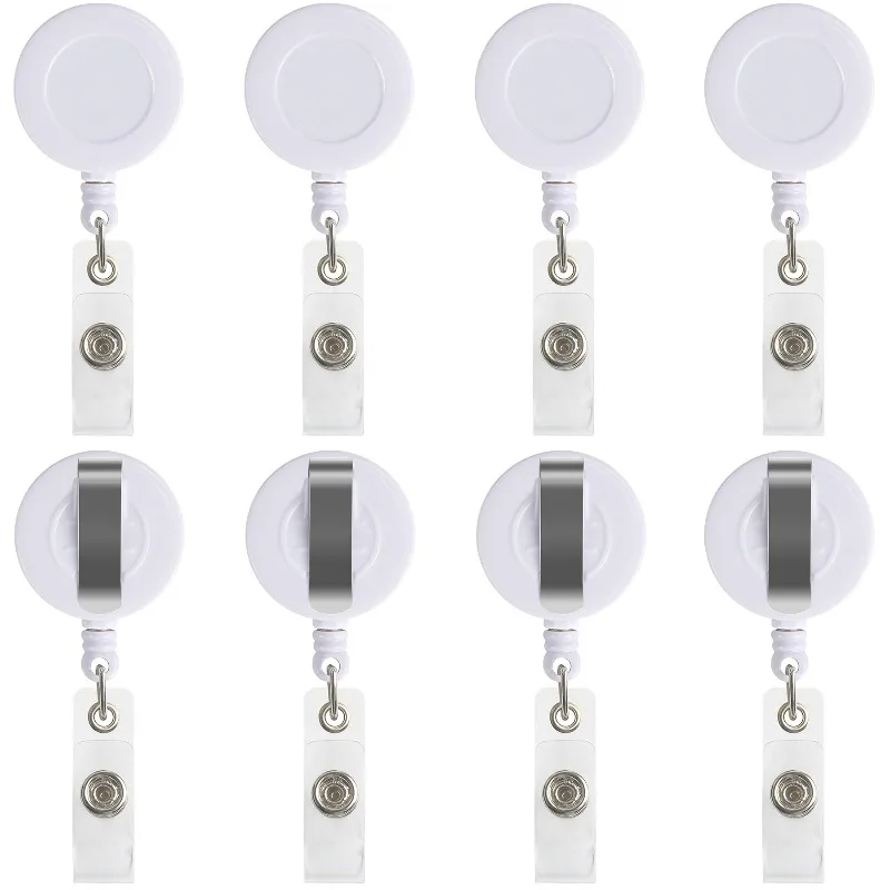 100 Pcs Retractable Badge Reel Clips Holder for Hanging ID Card Key Chain White/Black/Translucent ID Name Badge Holder Reels
