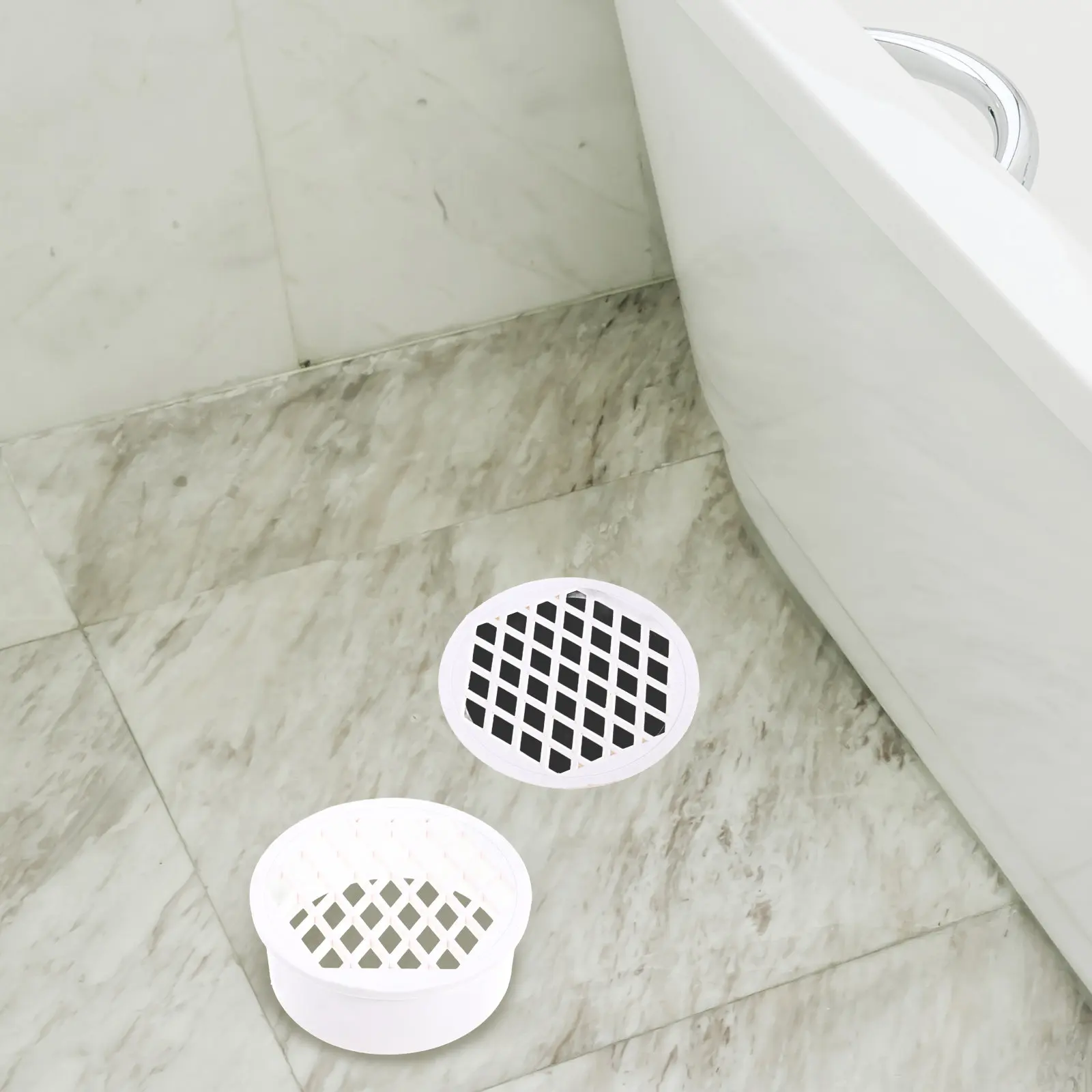 

2Pcs Heavy Duty PVC Insert Floor Drain Cover Compact Straight Drain Design for Outdoor Indoor Garden Balcony Tile Marble Use